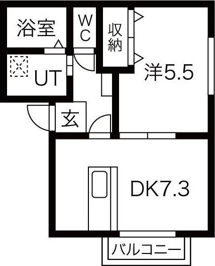 サン・FRIENDSいしい(1DK/2階)の間取り写真