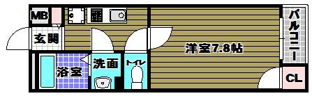 レオネクストアズール茱萸木(1K/2階)の間取り写真