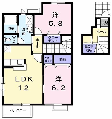 パステ-クガーデンC(2LDK/2階)の間取り写真