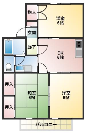 サンモール前原(3DK/2階)の間取り写真