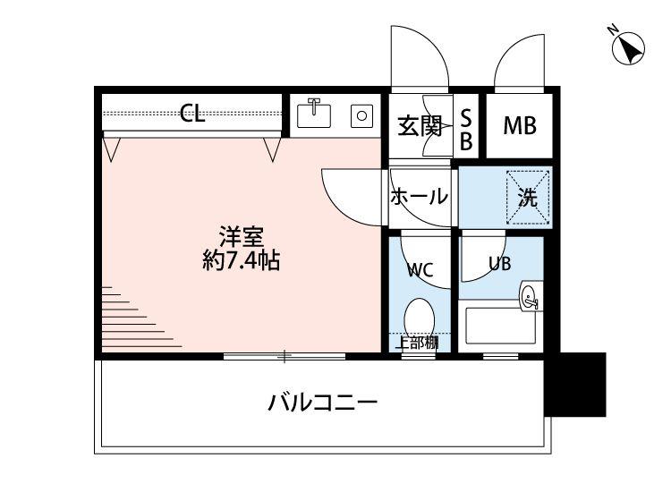 ダイナコート大博通(ワンルーム/2階)の間取り写真