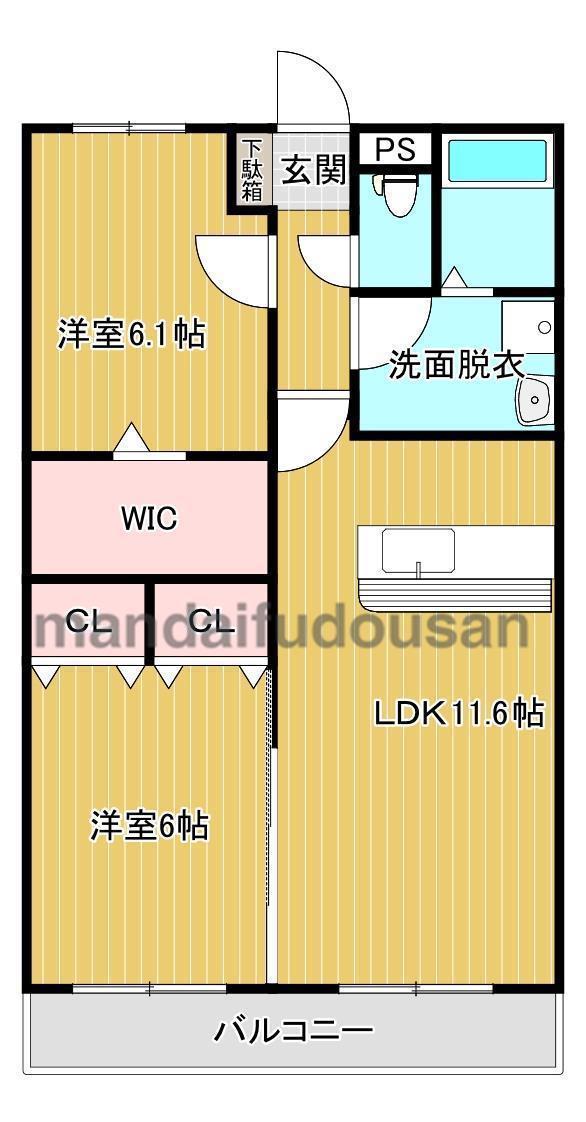 LIENPORTEII(2LDK/1階)の間取り写真