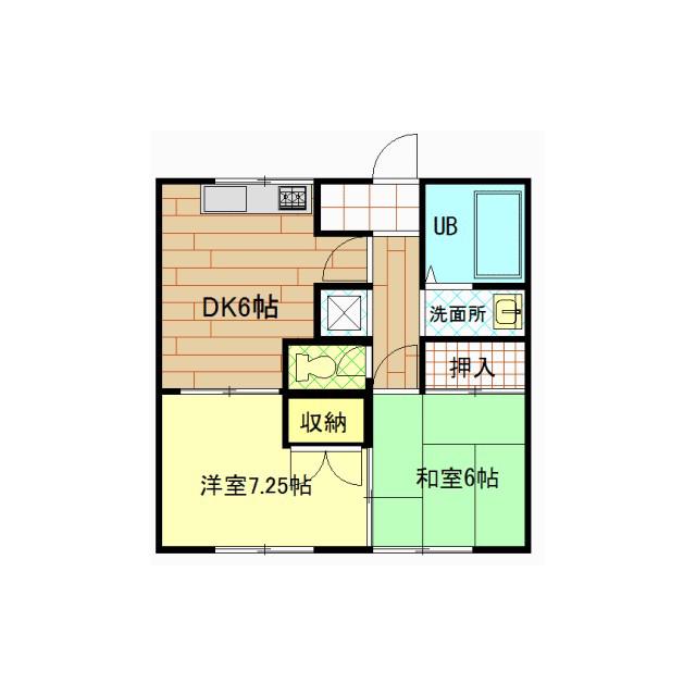 奥田コーポ(2DK/1階)の間取り写真