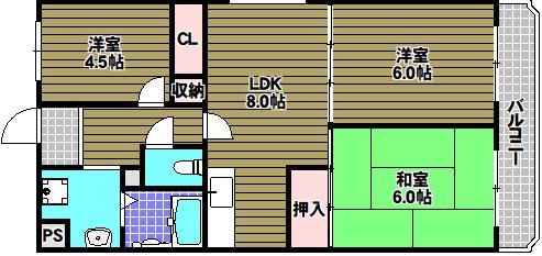 サンメゾンイズミ(3LDK/1階)の間取り写真