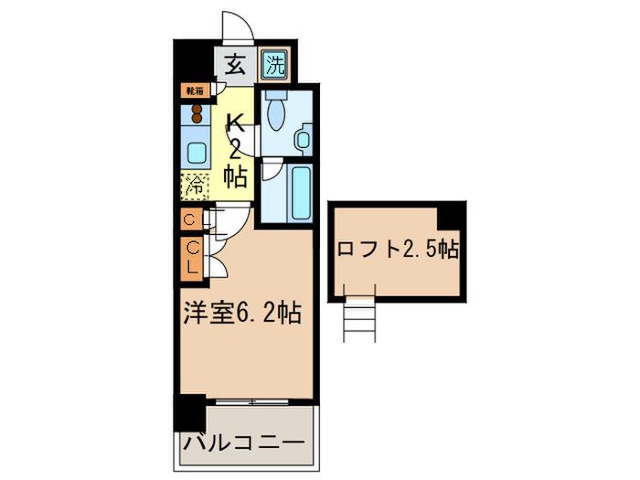 パークキューブ武蔵小杉(1K/3階)の間取り写真