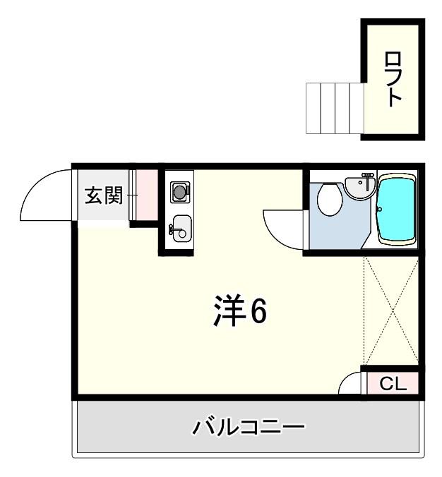 サンパレス21東園田2(ワンルーム/2階)の間取り写真