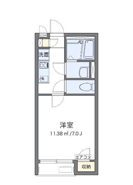 パレス湘南菱沼II(1K/2階)の間取り写真