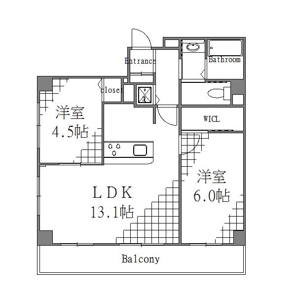 ラヴィエント浅草橋(2LDK/4階)の間取り写真