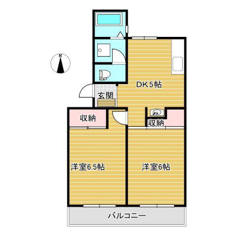 メゾン大里I(2DK/1階)の間取り写真
