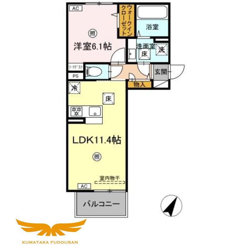 クリスタルパークテラス(1LDK/1階)の間取り写真