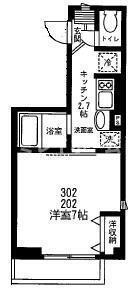 ワイズフラット(1K/2階)の間取り写真
