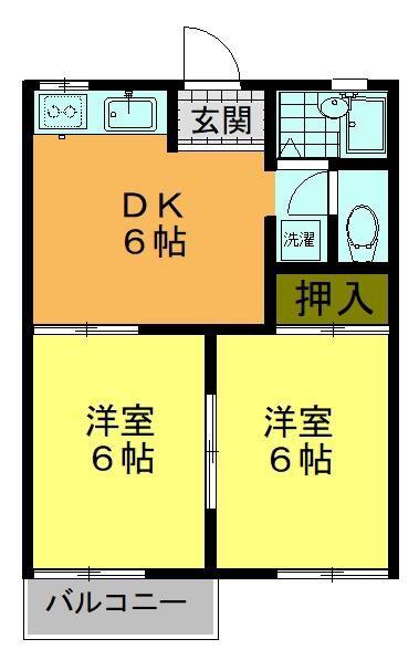 フォーブル富士見台(2DK/2階)の間取り写真