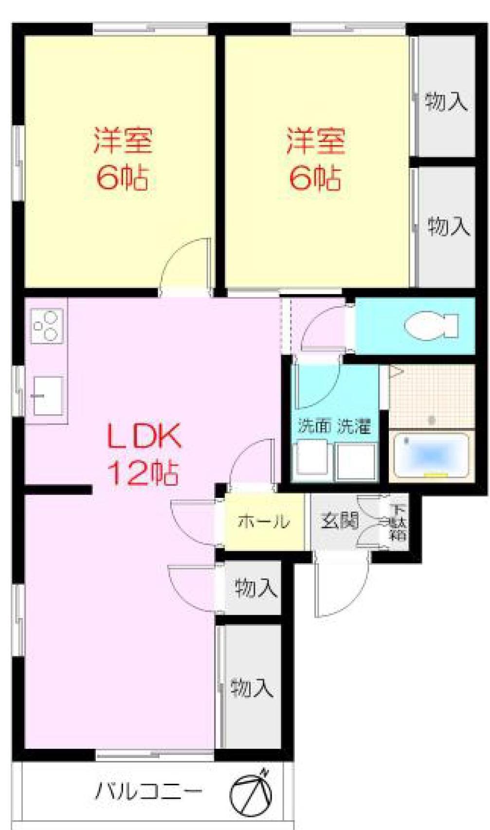 オネスティ15(2LDK/2階)の間取り写真