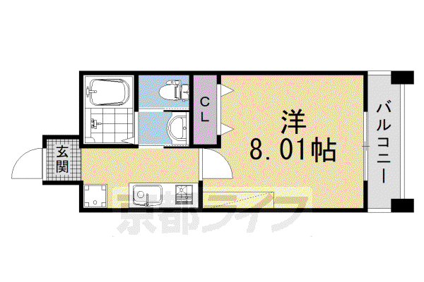 MESA VERDE 京都五条(1K/3階)の間取り写真