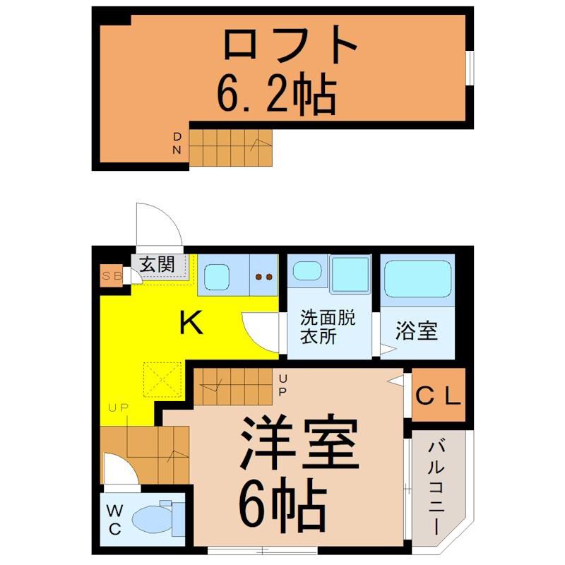 アイランドヴィラ下飯田(1SK/1階)の間取り写真