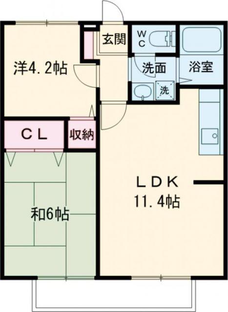 ウィンディア藤(2LDK/2階)の間取り写真