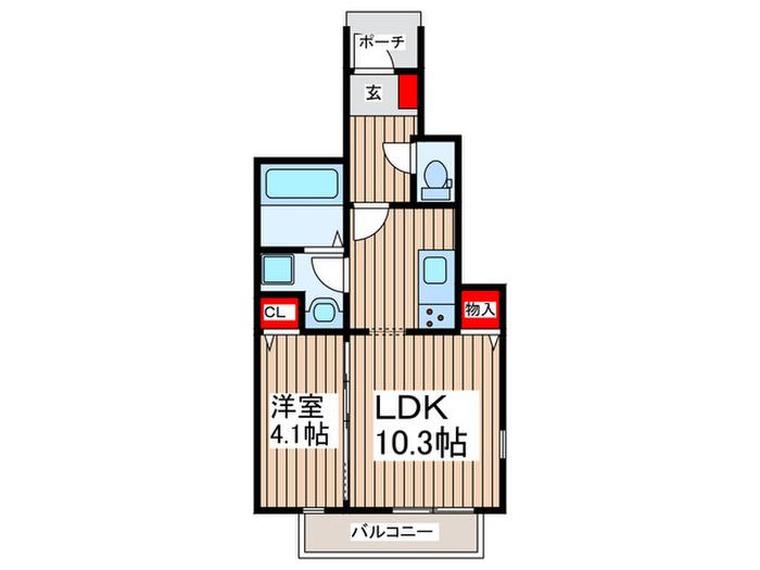 PRESTIGE OWN(1LDK/1階)の間取り写真