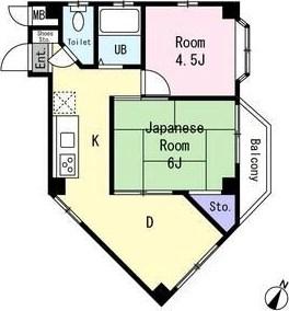 西方ビル(2DK/2階)の間取り写真