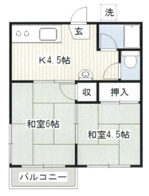 小笠原荘B棟(2K/2階)の間取り写真