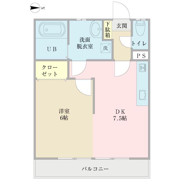 グリーンハイツ(1DK/1階)の間取り写真