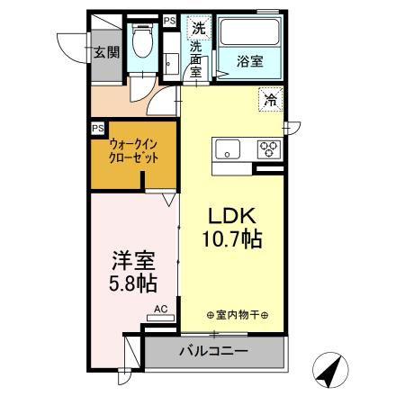 LANDSCAPE(1LDK/3階)の間取り写真