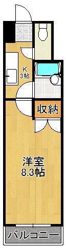 F′S FLATS古船場(1K/7階)の間取り写真