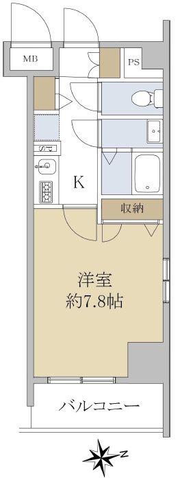 グランシアタワー亀戸(1K/6階)の間取り写真