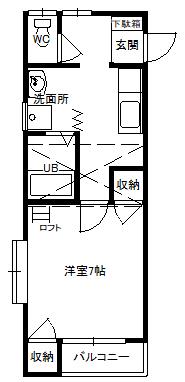 シャペル21(1K/1階)の間取り写真