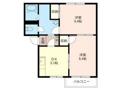 シャーメゾン コーポドバシ(2K/2階)の間取り写真