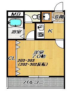 デュエット(1K/2階)の間取り写真