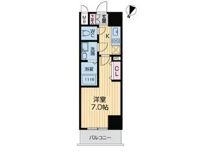 グランルージュ中之島南(1K/10階)の間取り写真