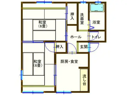 ラフォーレ五十部(2DK/2階)の間取り写真