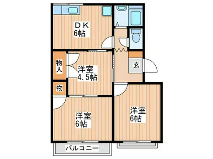 コーポ桑才A棟(3DK/2階)の間取り写真