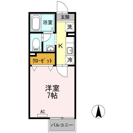 シャトレーワタナベII(1K/1階)の間取り写真