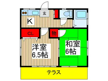 細田アパ-トB(2K/1階)の間取り写真