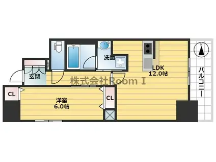 レジュールアッシュ谷町四丁目グランクラス(1LDK/10階)の間取り写真