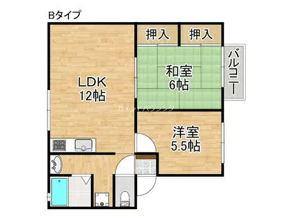 ラッキービレッジ(2LDK/1階)の間取り写真