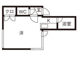 白石本通クラブハウス(1K/2階)の間取り写真