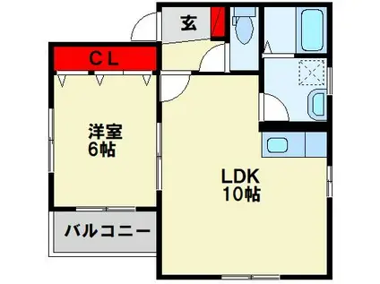 リバティヒルズ浅生II(1LDK/1階)の間取り写真