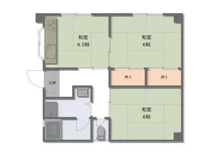 コーポ駅前(2DK/2階)の間取り写真