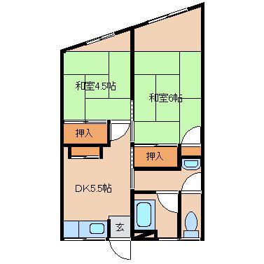 朝日屋アパート(2DK/2階)の間取り写真
