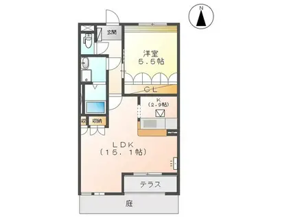 マーキュリーパレス(1LDK/1階)の間取り写真