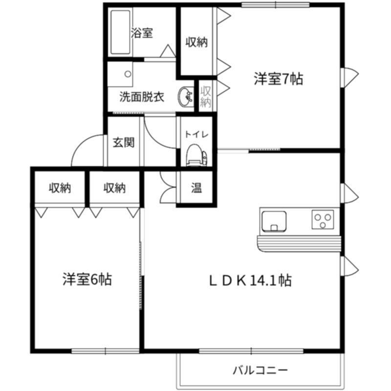 ソシアルハイツ石藤(2LDK/2階)の間取り写真