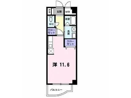 CON BRIO(ワンルーム/3階)の間取り写真