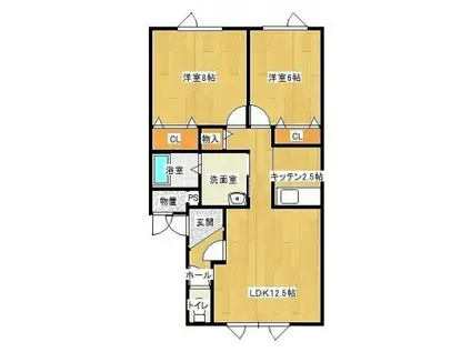 アプローチ(2LDK/2階)の間取り写真