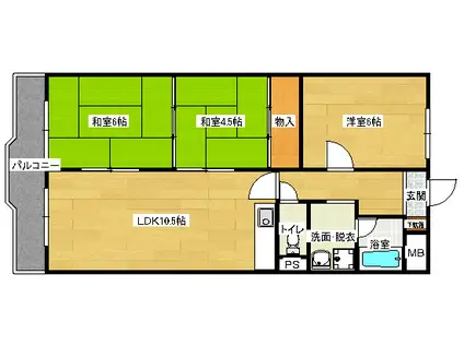 アームズ皆実(3LDK/7階)の間取り写真