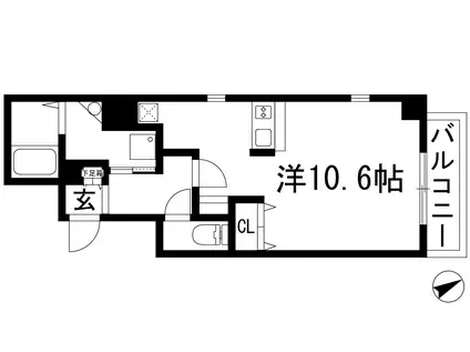 キセラ川西弐番館(ワンルーム/3階)の間取り写真
