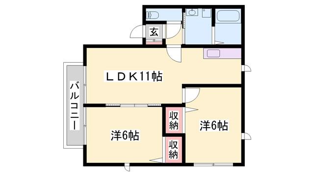 レトア東南(2LDK/1階)の間取り写真