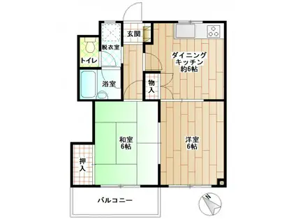 ケントパレス北川(2DK/4階)の間取り写真