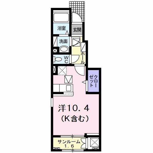 コッティ クワハラIV(ワンルーム/1階)の間取り写真